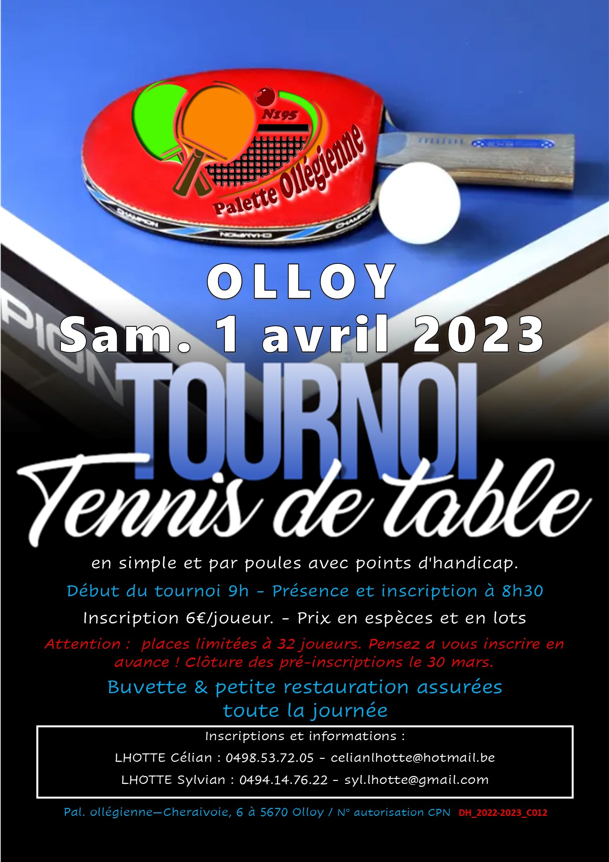 23 04 01 Tournoi de Tennis de Table à Olloy