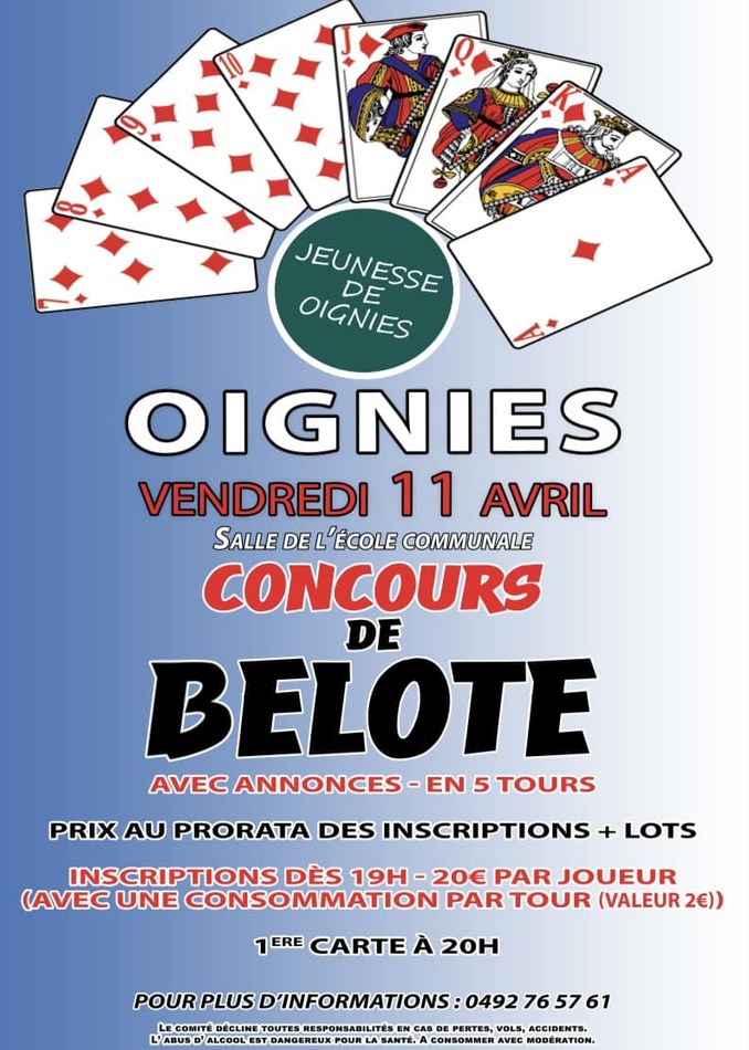 Concours de belote à Oignies