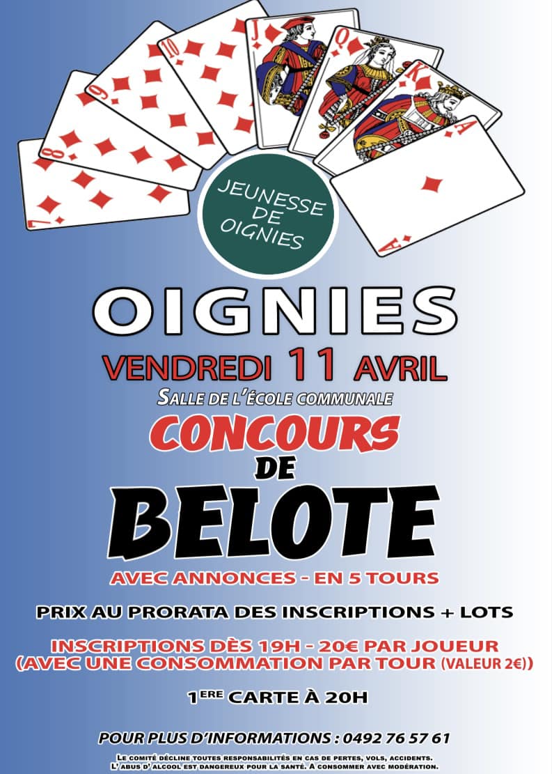 Concours de belote à Oignies