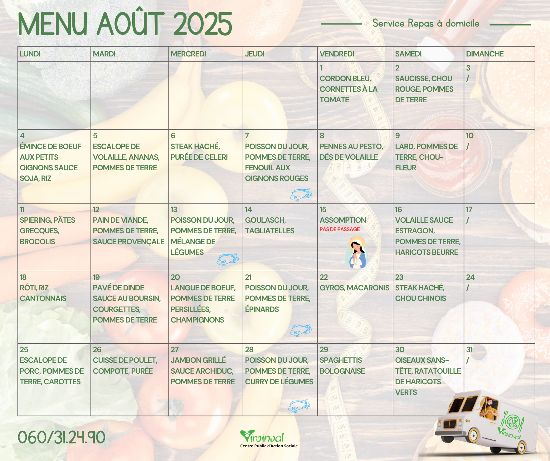 Menu Août 2025