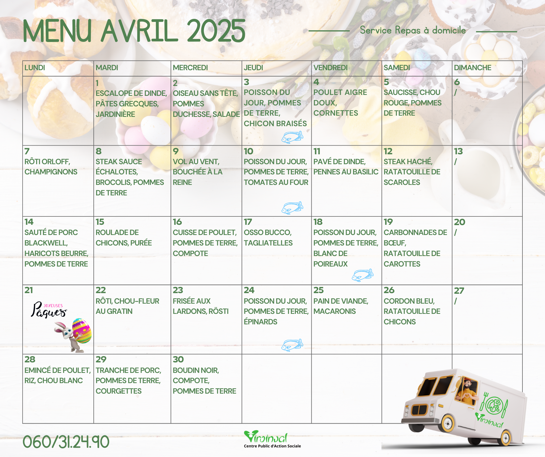 Menu avril 2025
