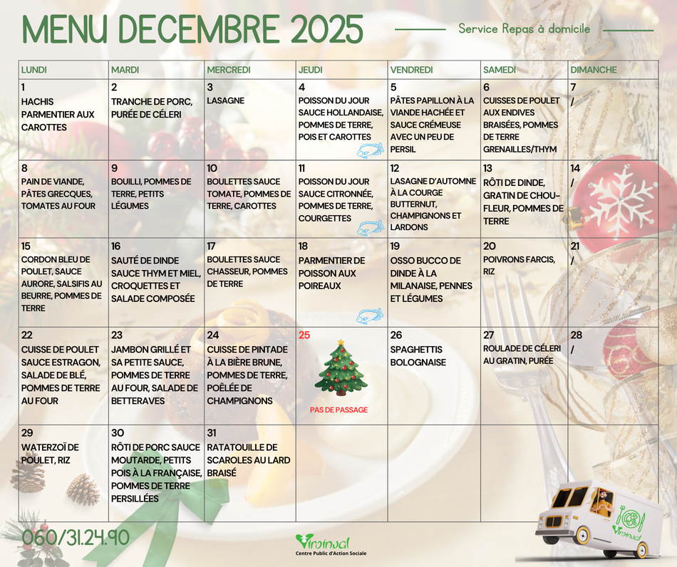 Menu decembre 2025