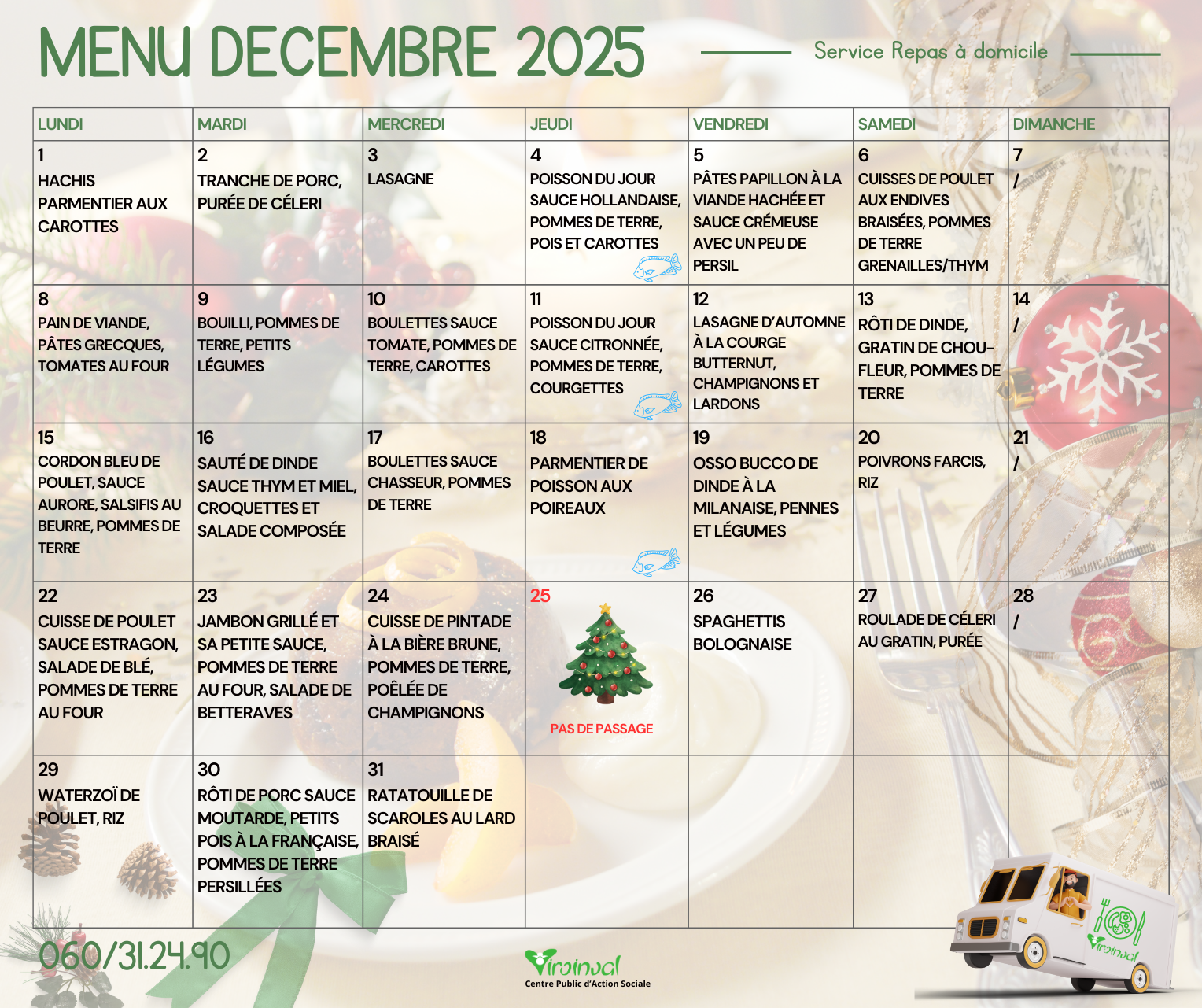 Menu decembre 2025