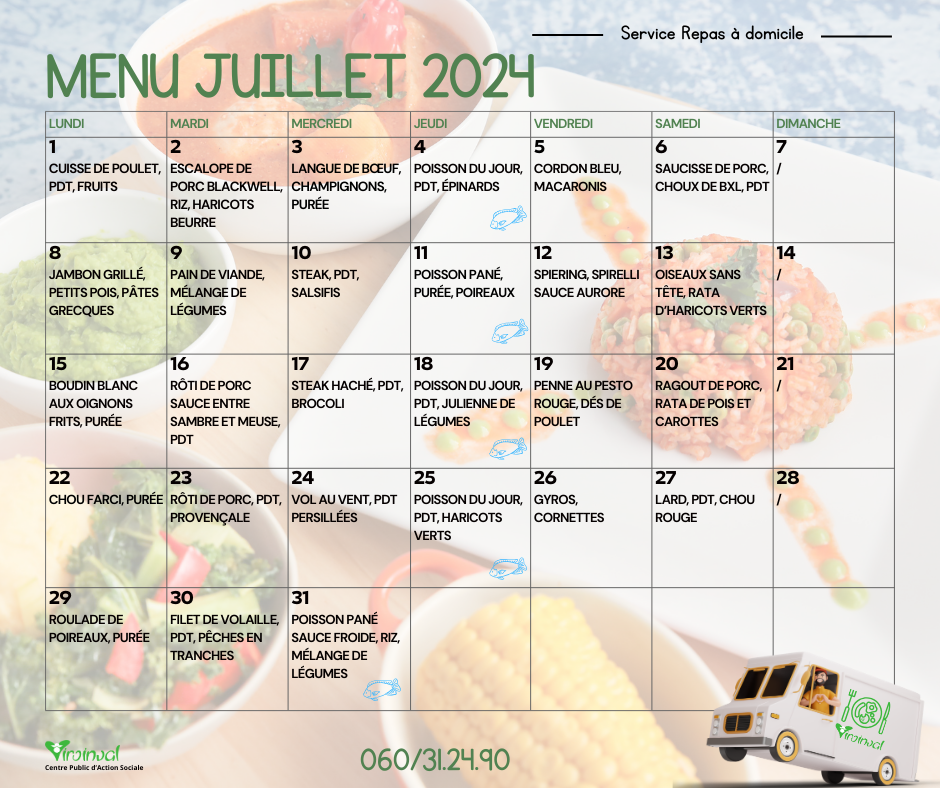MENU JUILLET 2024