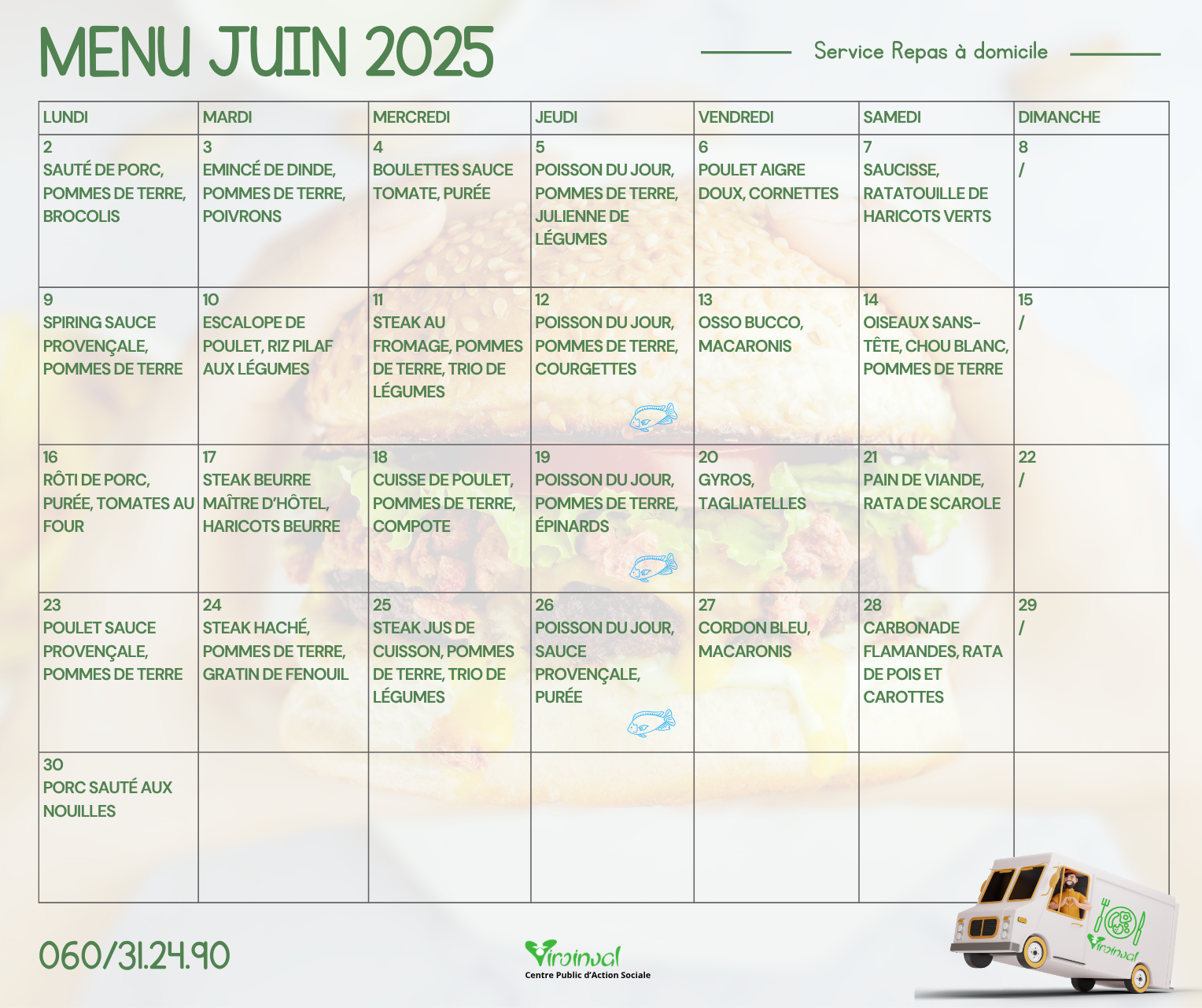 Menu Juin 2025