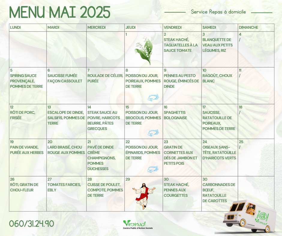 Menu mai 2025