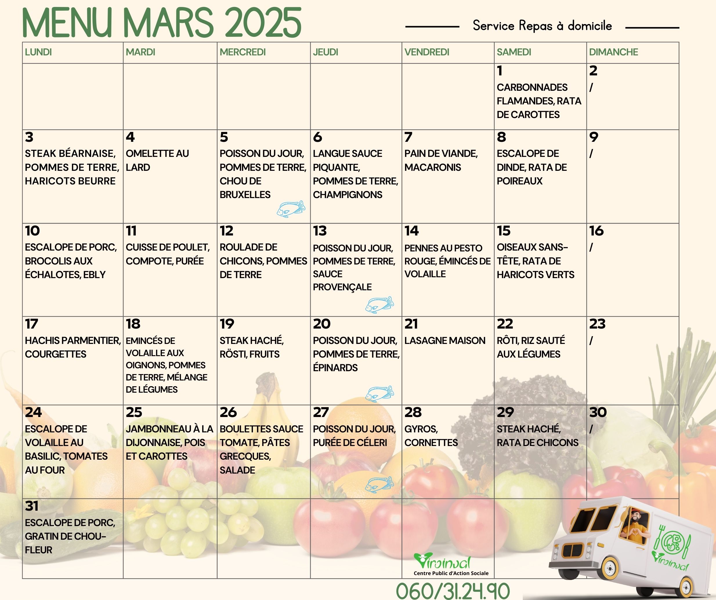 MENU Mars 2025